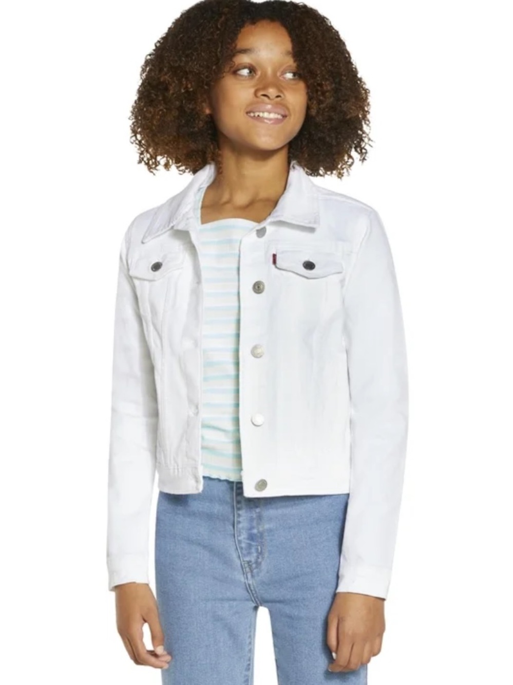 Levi's White Denim Jacket for Kids - Classic Button Front
